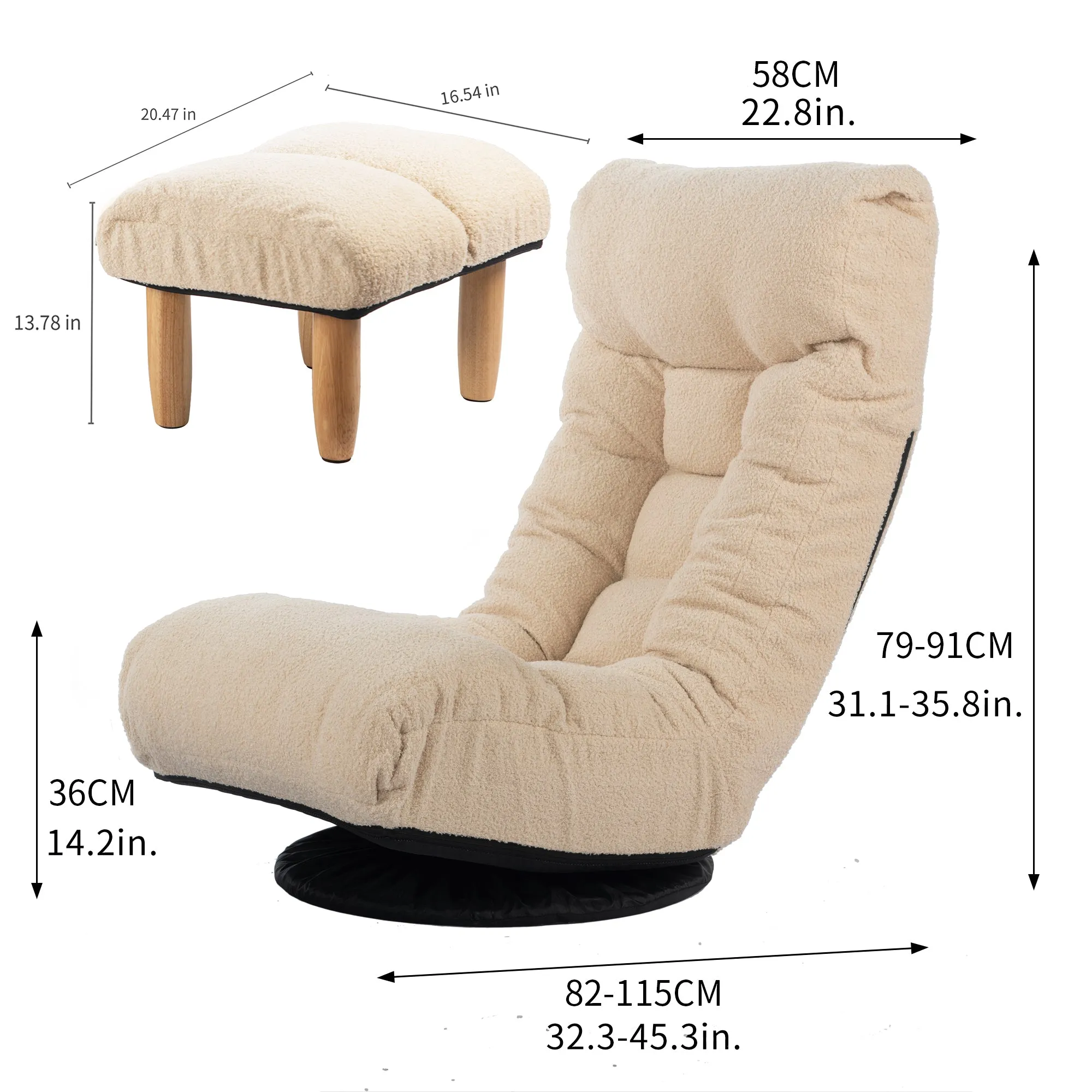 3 Adjustable Head Segments Single Sofa Reclining Leisure Accent Chair- White