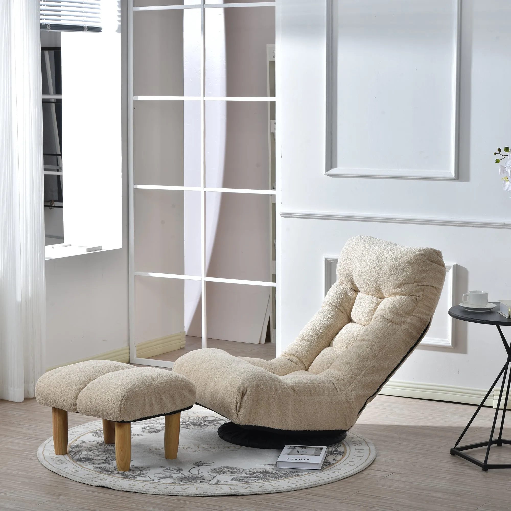 3 Adjustable Head Segments Single Sofa Reclining Leisure Accent Chair- White