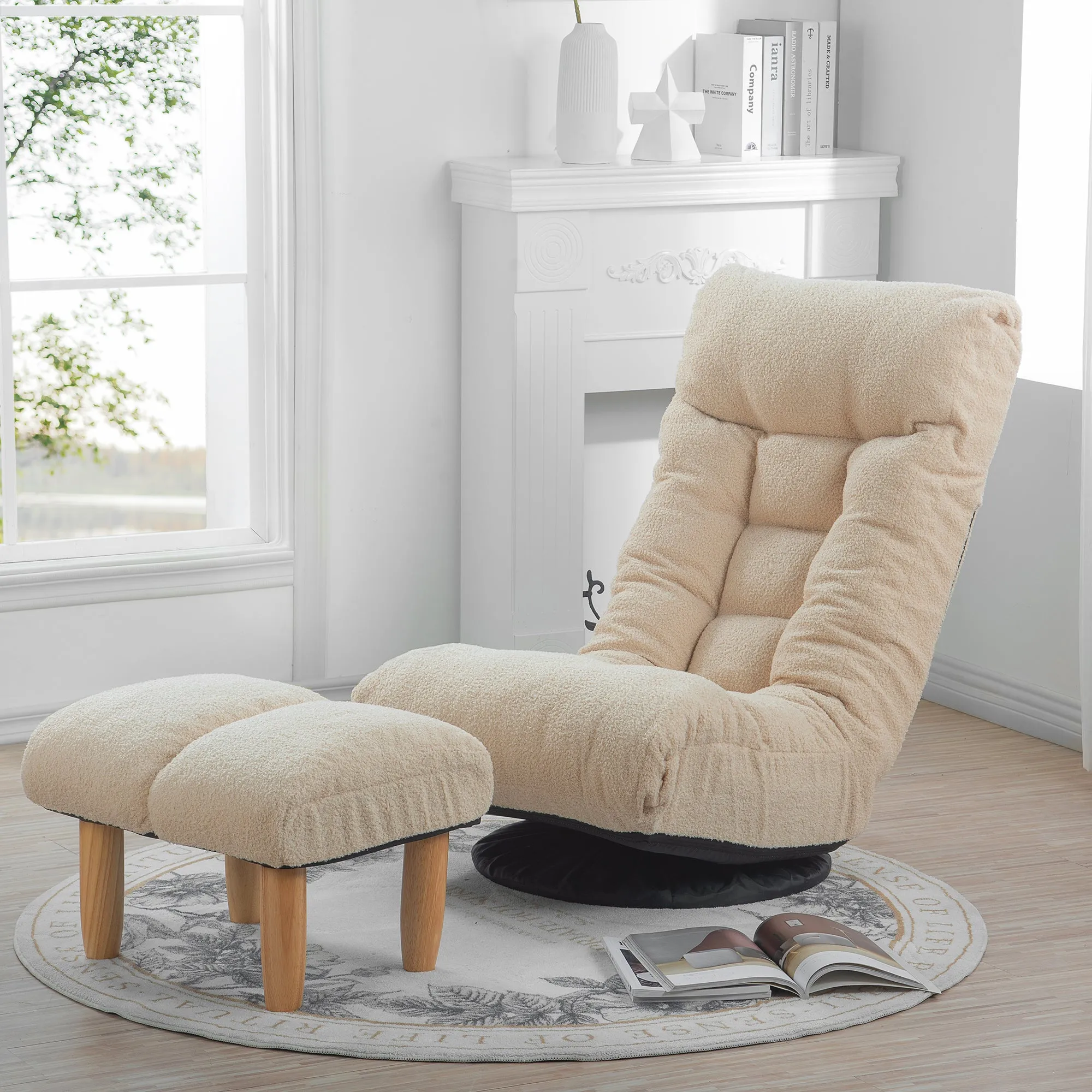 3 Adjustable Head Segments Single Sofa Reclining Leisure Accent Chair- White