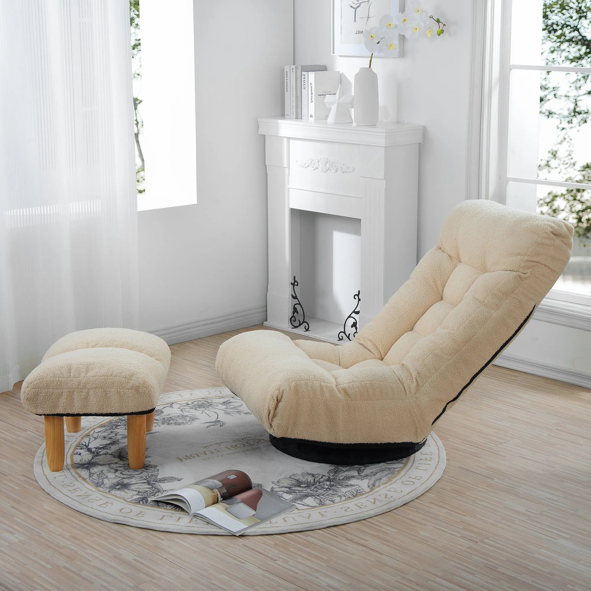 3 Adjustable Head Segments Single Sofa Reclining Leisure Accent Chair- White
