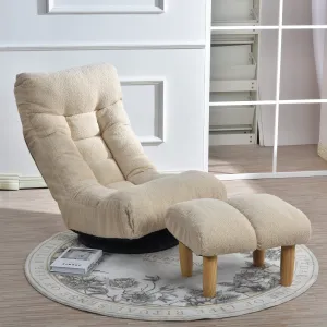 3 Adjustable Head Segments Single Sofa Reclining Leisure Accent Chair- White