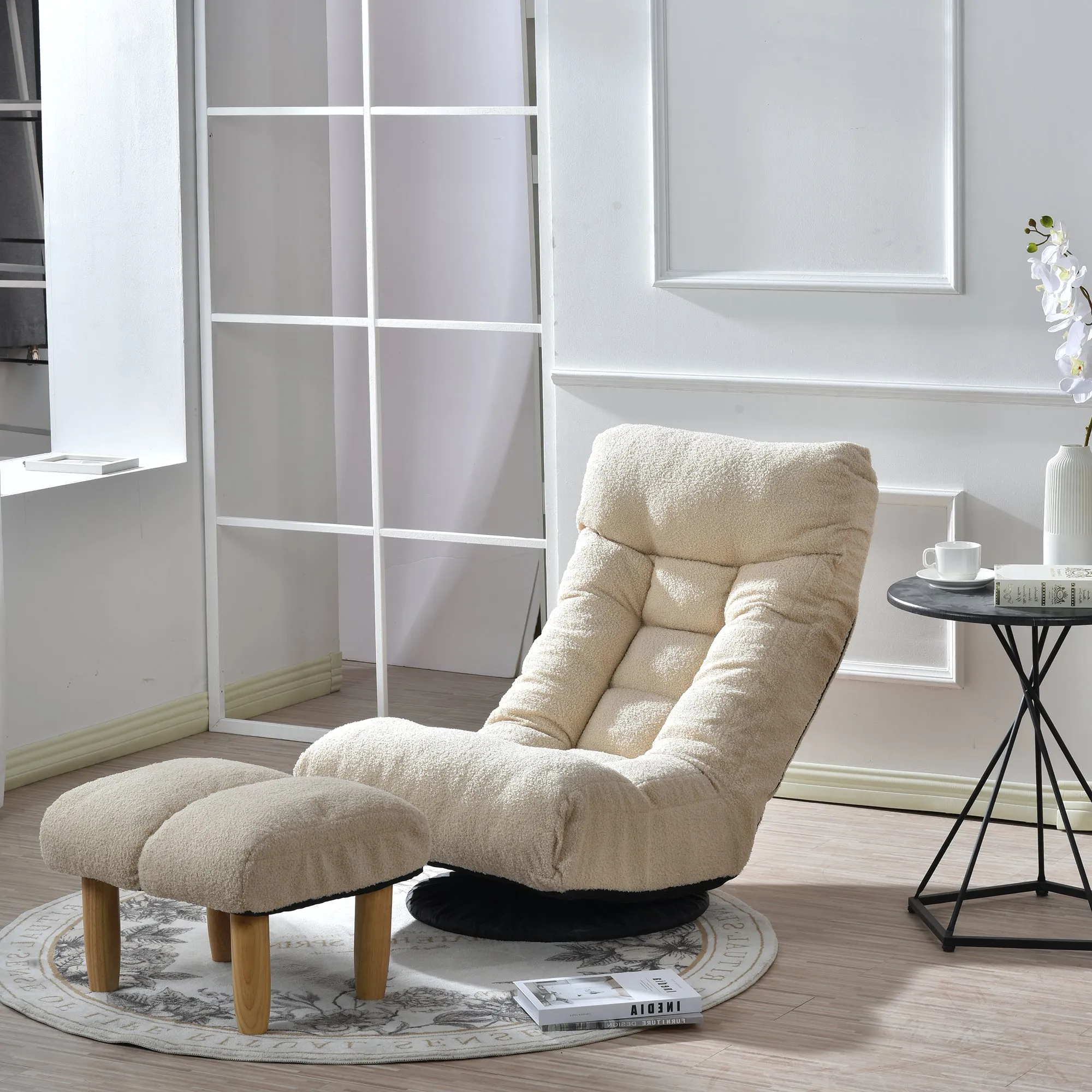 3 Adjustable Head Segments Single Sofa Reclining Leisure Accent Chair- White