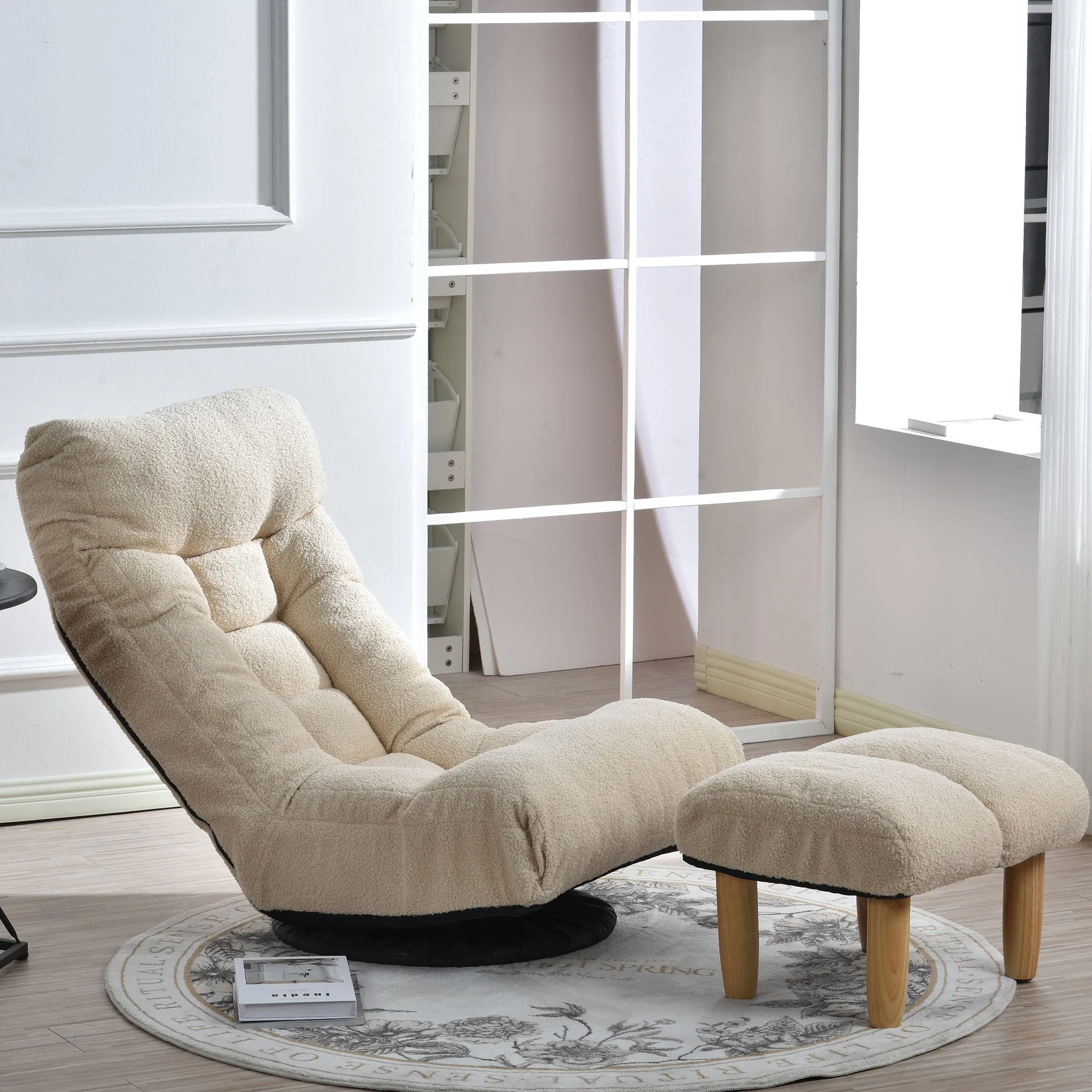 3 Adjustable Head Segments Single Sofa Reclining Leisure Accent Chair- White
