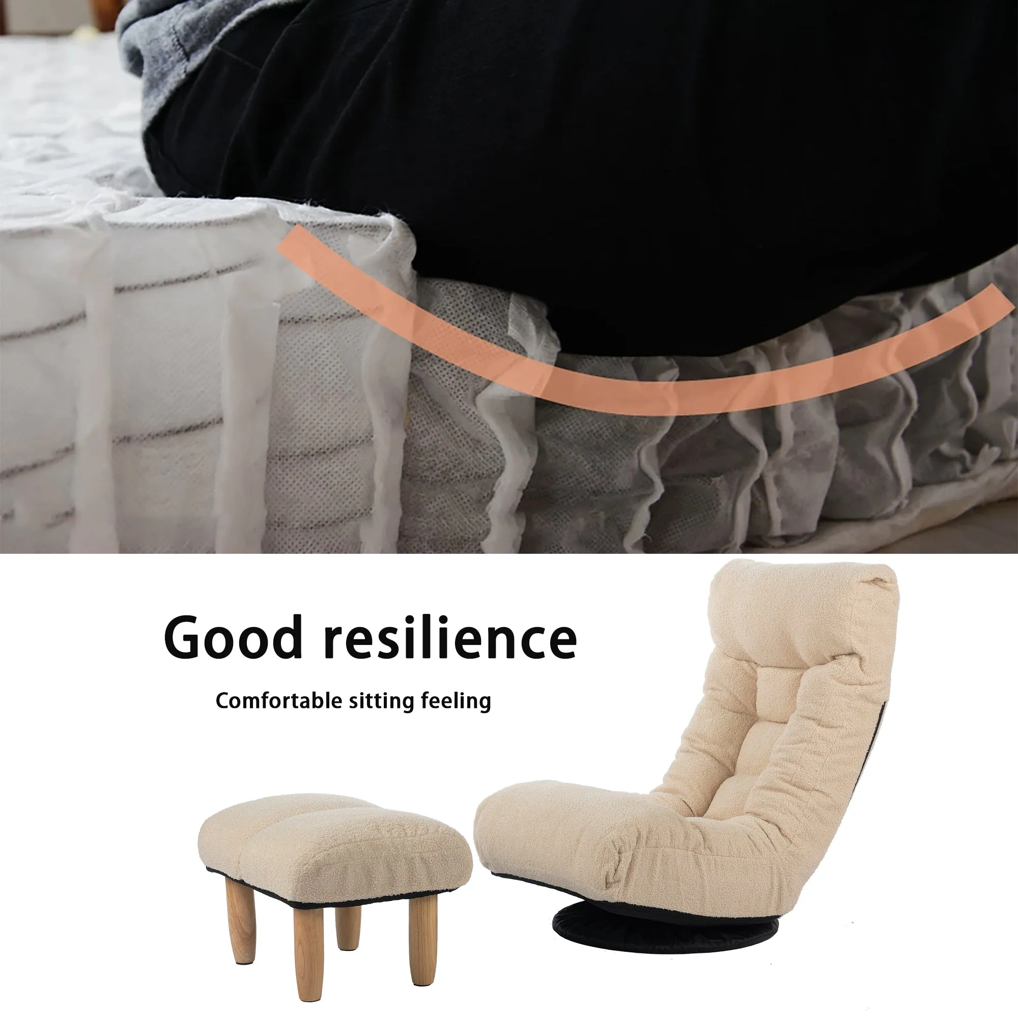 3 Adjustable Head Segments Single Sofa Reclining Leisure Accent Chair- White