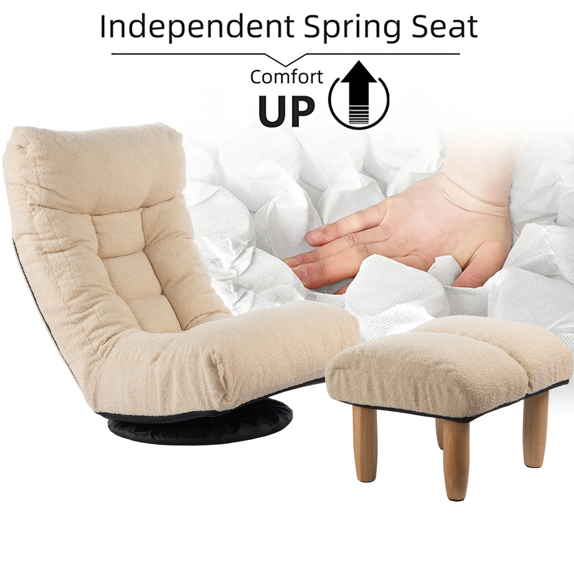 3 Adjustable Head Segments Single Sofa Reclining Leisure Accent Chair- White