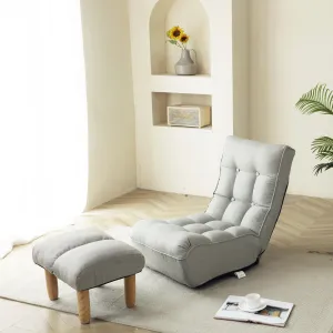 3 Angle Reclining Rotating Sofa Chair Japanese Style Lazy Balcony Chair- Cement Gray