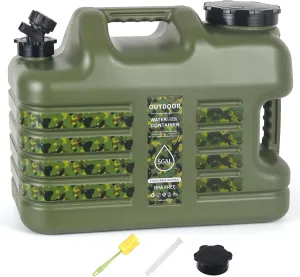 3 Gallon/5 Gallon Water Jug with Spigot, Portable Water Tank BPA Free, Leak-Proof Water Containers for Camping Water Storage Containers for Emergency Outdoor Hiking Picnic, Green/Yellow/White
