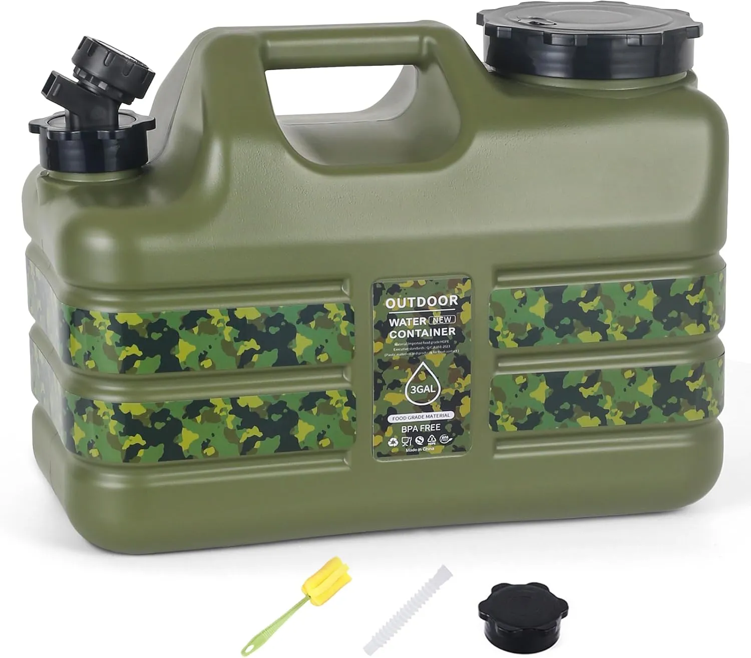 3 Gallon/5 Gallon Water Jug with Spigot, Portable Water Tank BPA Free, Leak-Proof Water Containers for Camping Water Storage Containers for Emergency Outdoor Hiking Picnic, Green/Yellow/White