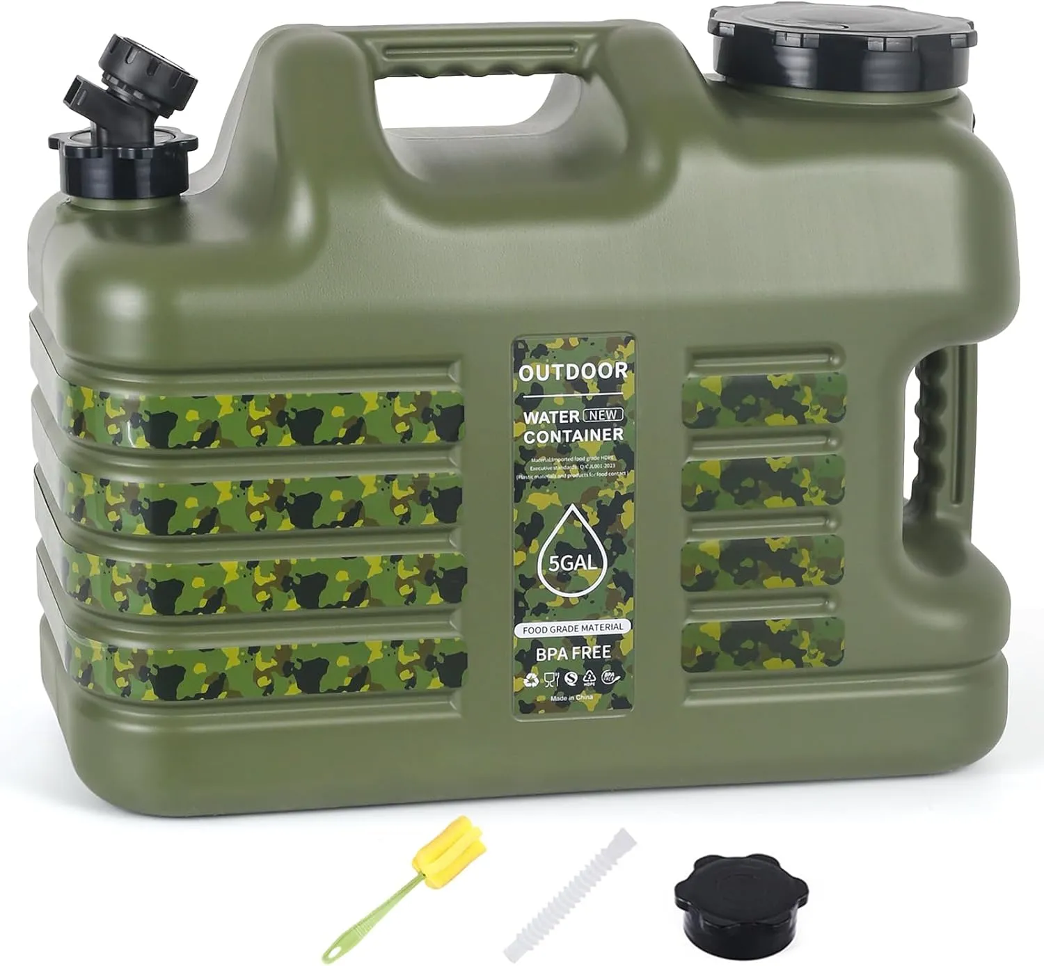 3 Gallon/5 Gallon Water Jug with Spigot, Portable Water Tank BPA Free, Leak-Proof Water Containers for Camping Water Storage Containers for Emergency Outdoor Hiking Picnic, Green/Yellow/White