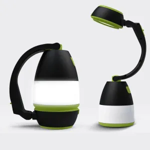 3-in-1 LED Camping Lantern, Portable Table Lamp, Emergency Flashlight, Black and Green
