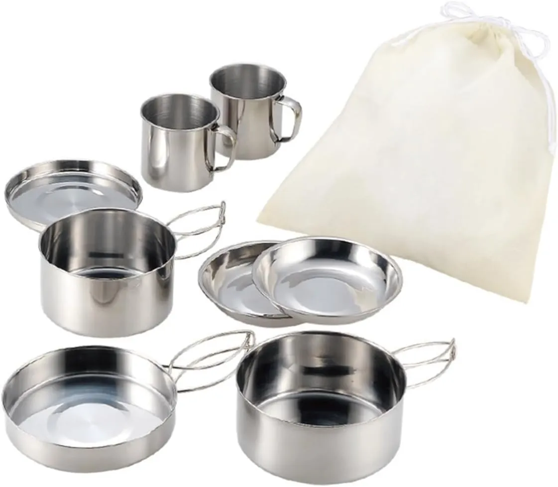 3 Legged Camping Cookware Multi-Functional Cooking Pot Pan Set Portable Camping Cookware Kit for Hiking Outdoor Cooking
