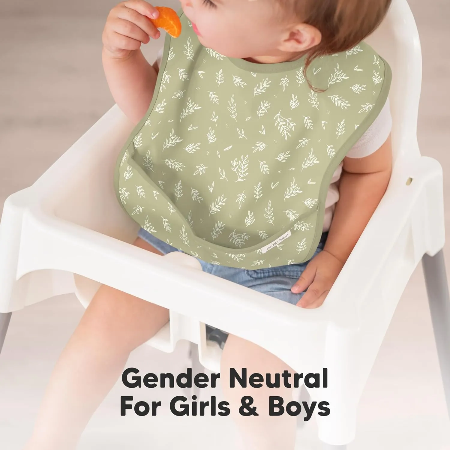3-Pack Waterproof Baby Bibs for Eating - Lightweight Toddler Feeding Bibs with Large Food Catcher, Mess Proof, Food-Grade Baby Eating Essentials, Easy to Put On & Clean (Fleur)