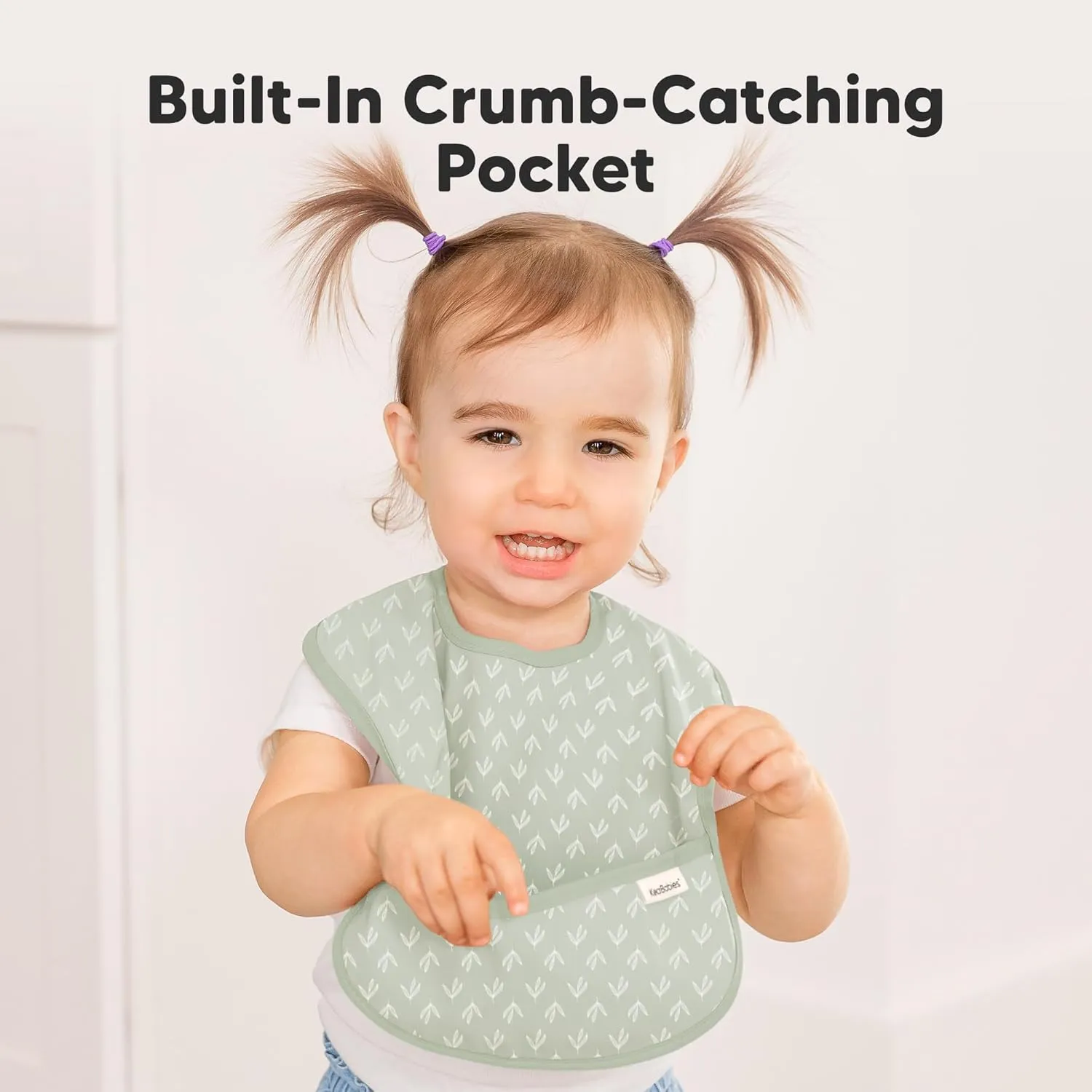 3-Pack Waterproof Baby Bibs for Eating - Lightweight Toddler Feeding Bibs with Large Food Catcher, Mess Proof, Food-Grade Baby Eating Essentials, Easy to Put On & Clean (Fleur)
