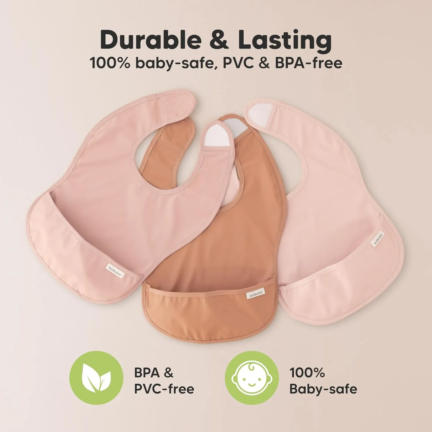 3-Pack Waterproof Baby Bibs for Eating - Lightweight Toddler Feeding Bibs with Large Food Catcher, Mess Proof, Food-Grade Baby Eating Essentials, Easy to Put On & Clean (Fleur)