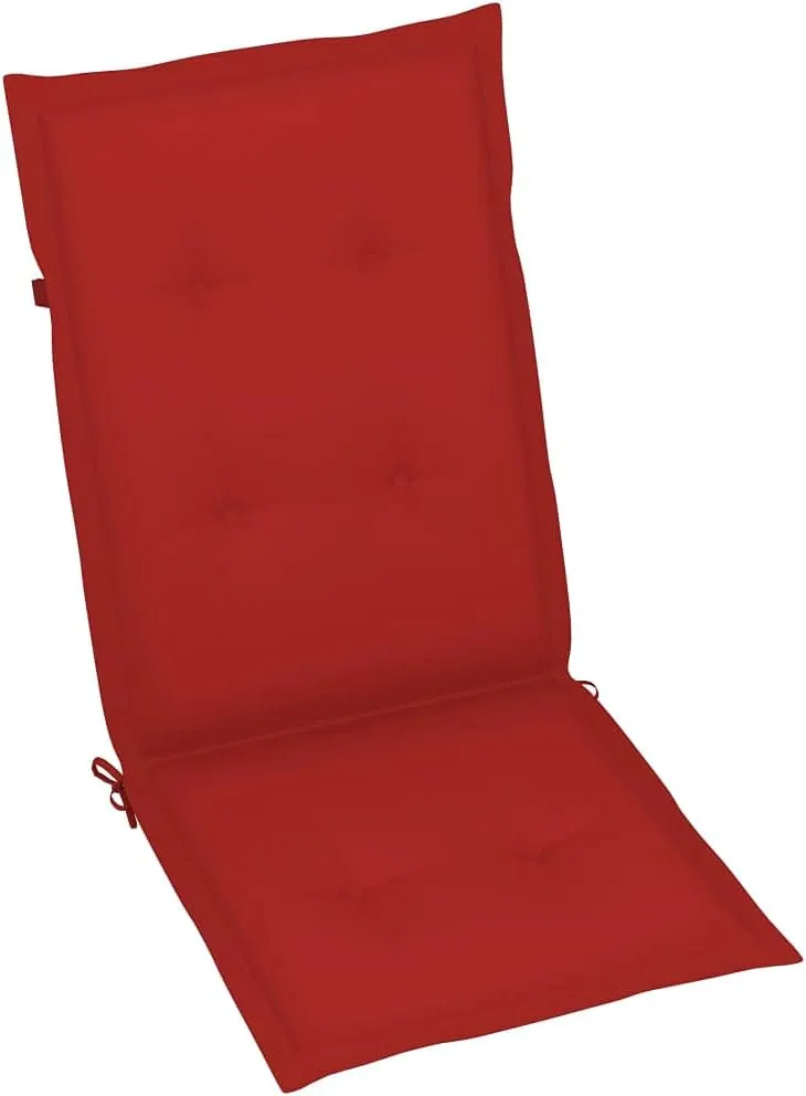 3-Piece Folding Patio Chairs with Red Cushions Solid Acacia Wood Outdoor Furniture Set 5 Reclining Positions Foldable Lounge Chairs for Garden Beach Camping