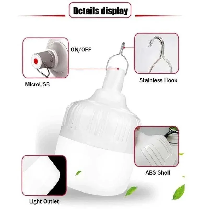 30-260W Portable Tent Lamp Battery Lantern BBQ Camping Light Outdoor Bulb USB LED Emergency Lights for Patio Porch Garden