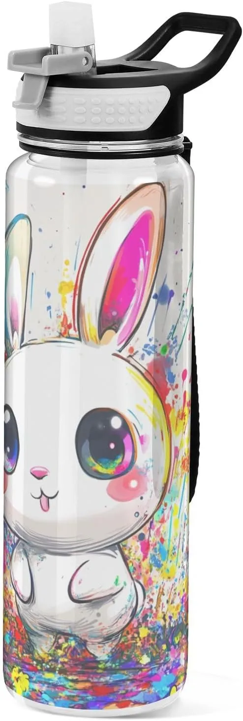 30 oz Cute Rabbit Water Bottles Wide Mouth Tritan In BPA Free non toxic Water Jug for Gym for Fitness Camping Collapsible