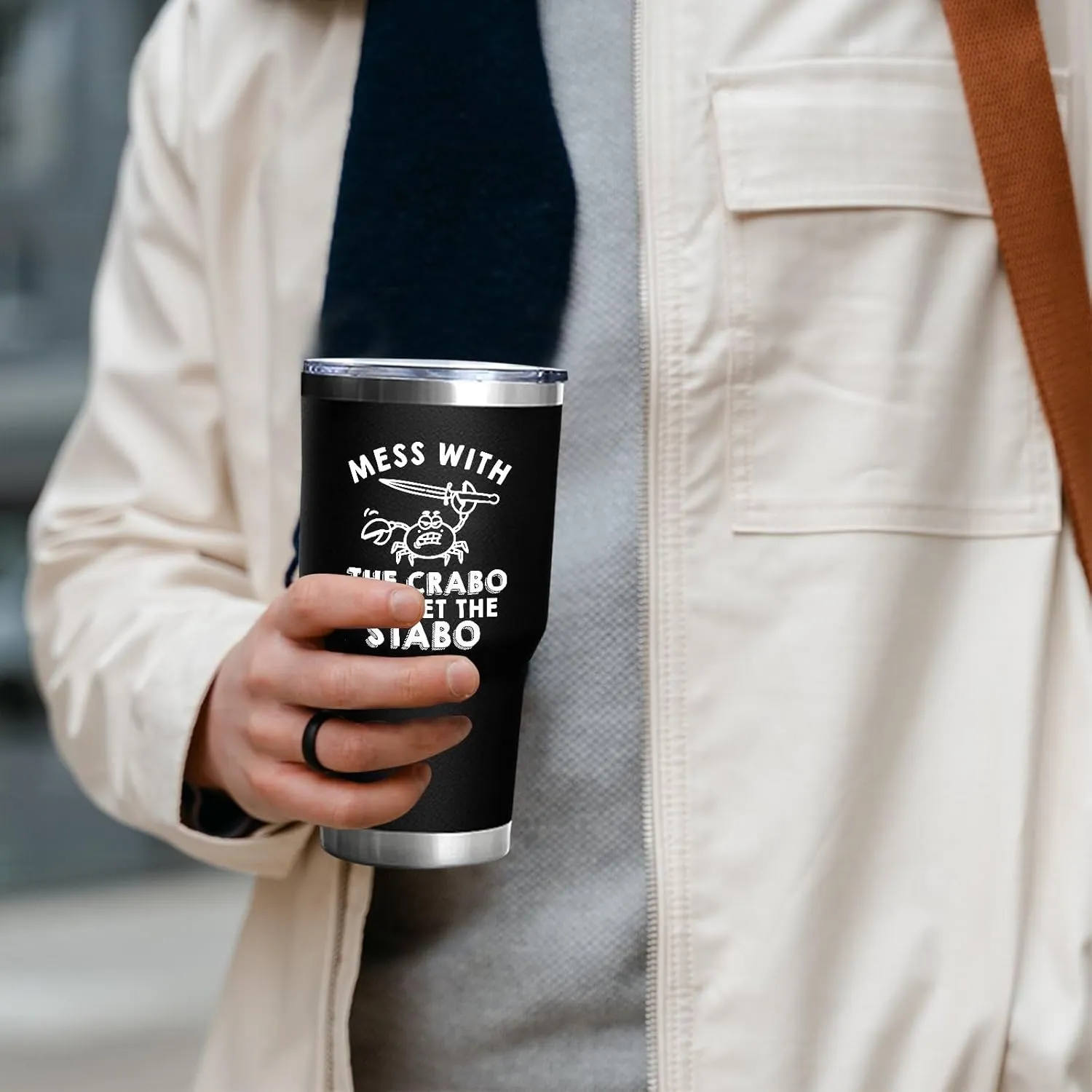 30 oz Tumbler with Lid and Straw Mess With The Crabo You Get The Stabo Tumbler Insulated Tumblers Stainless Steel Tumbler Funny Gift