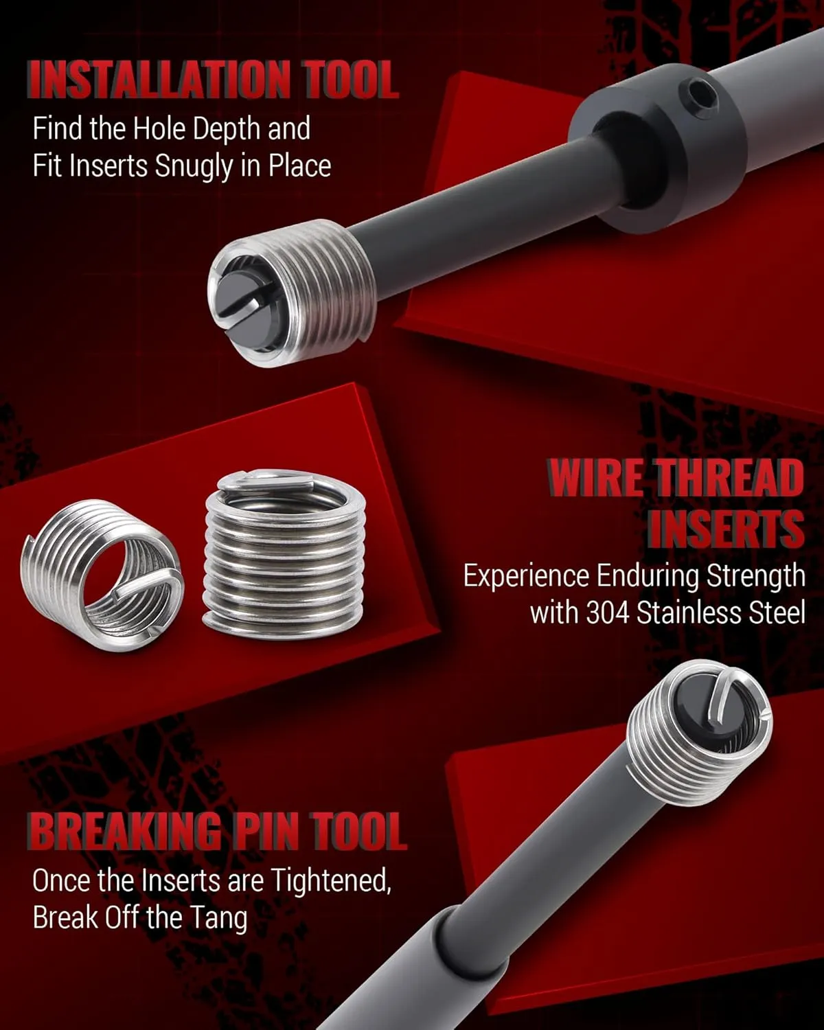 315 PC Helicoil Thread Repair Kit, Metric & SAE Helicoil Kit with HSS Drill Bits Inserts Taps Break Off Tools, Rethreading Tools in M5 M6 M8 M10 M12 & 1/4" 5/16" 3/8" 7/16" 1/2" Sizes