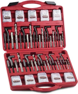 315 PC Helicoil Thread Repair Kit, Metric & SAE Helicoil Kit with HSS Drill Bits Inserts Taps Break Off Tools, Rethreading Tools in M5 M6 M8 M10 M12 & 1/4" 5/16" 3/8" 7/16" 1/2" Sizes