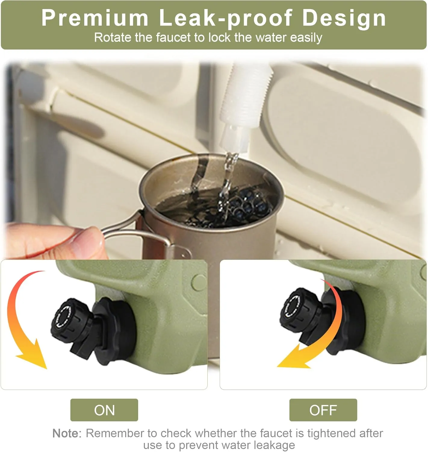 3.2 Gallon Water Jug with Spigot, Portable Water Tank BPA Free, Leak-Proof Water Containers for Camping Water Storage Containers for Emergency Outdoor Hiking Picnic, Green/Black/Yellow