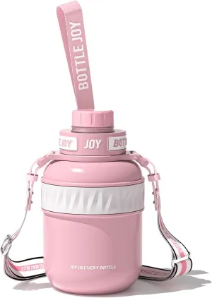 32 oz Stainless Steel Water Bottle with Strap, Double Vacuum Insulated Water Bottle Eco-Friendly and Dishwasher Safe Leakproof Closeable Lid for Cold Drinks Sports Travel School Car