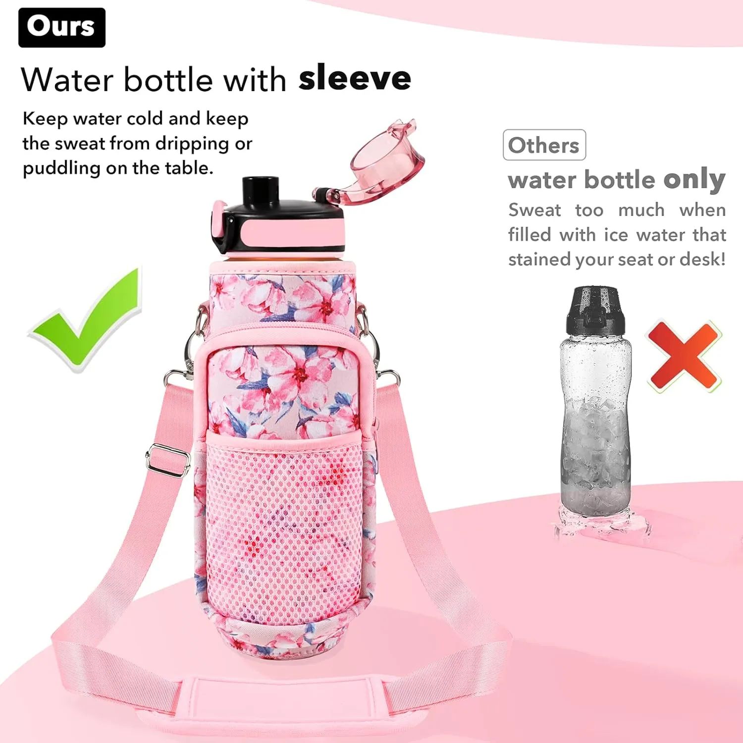 32 oz Water Bottles with Straw & Strap, Motivational Water Bottles with Times to Drink, BPA Free Reusable Sports Water Bottle with Sleeve Carrier for Hiking, Travel, Running or Fitness