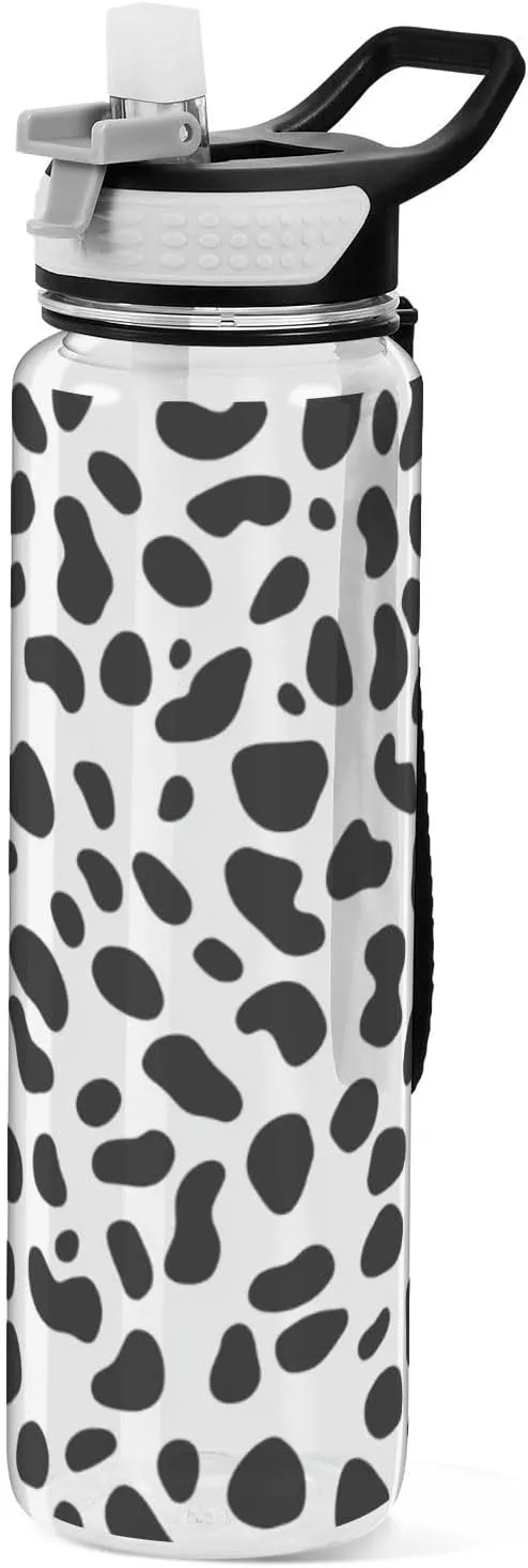 32oz Leopard Print Simple Travel Water Bottle Tritan Free BPA non toxic Water Jug with Spout for Gym Collapsible