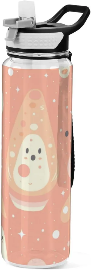 32oz Orange Cute Lava Lamp Water Bottles Tritan Free BPA non toxic Water Jug with Straw for Travelling Collapsible
