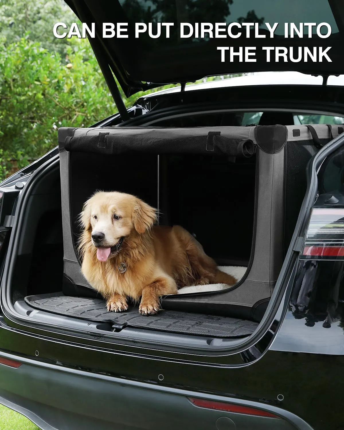 36 Inch Collapsible Travel Dog Crate for Medium Large Dogs, Portable Dog Crate 4-Door Foldable Soft Kennel with Chew-Proof Mesh Windows for Indoor & Outdoor Travel,with Storage Bag,Grey