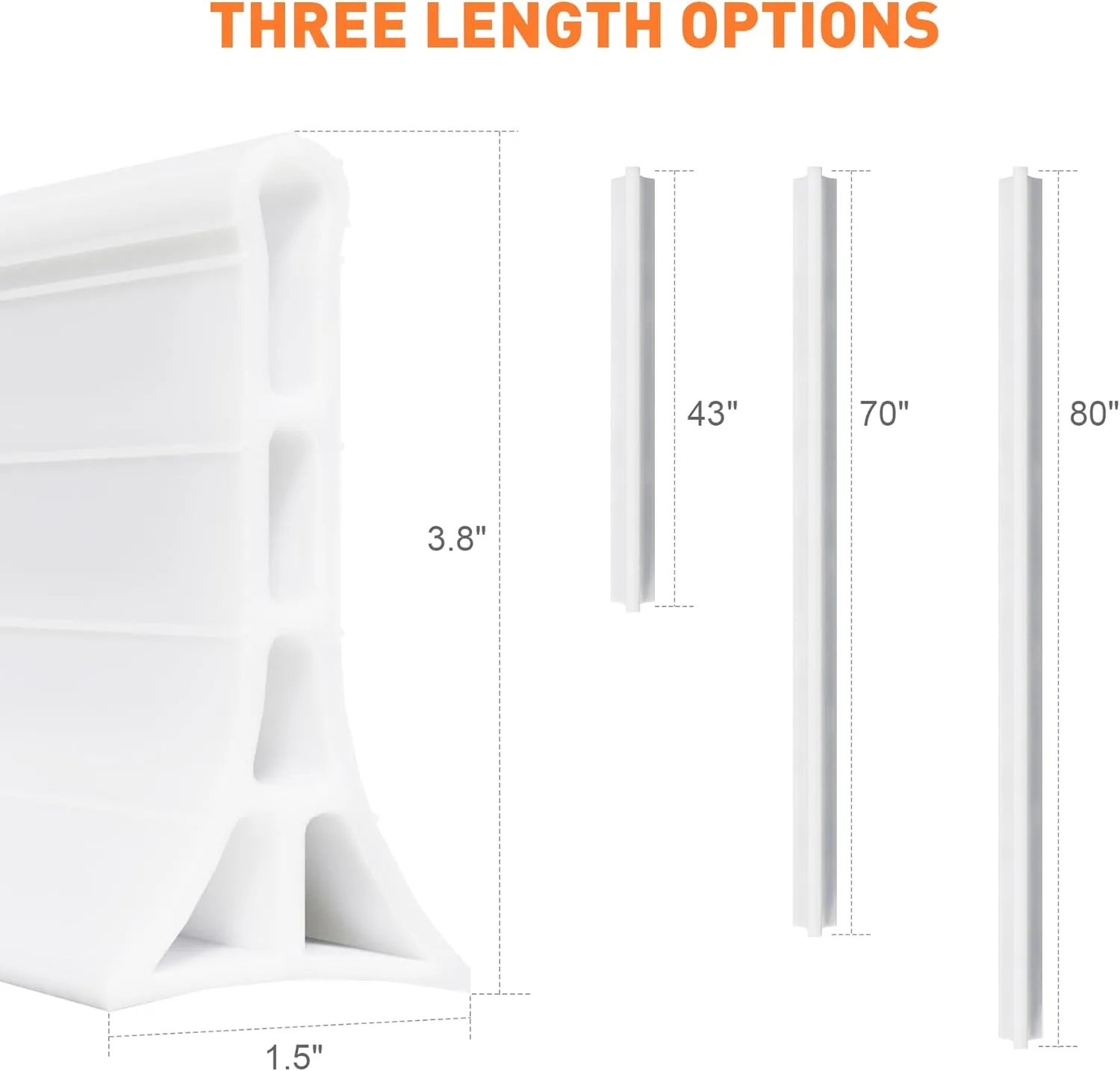 3.8 High Shower Threshold Water Dam 43 Inch Collapsible Self Adhesive Shower Water Splash Guard for Shower Water Blocker Wet and Dry Separation Bathroom and Kitchen