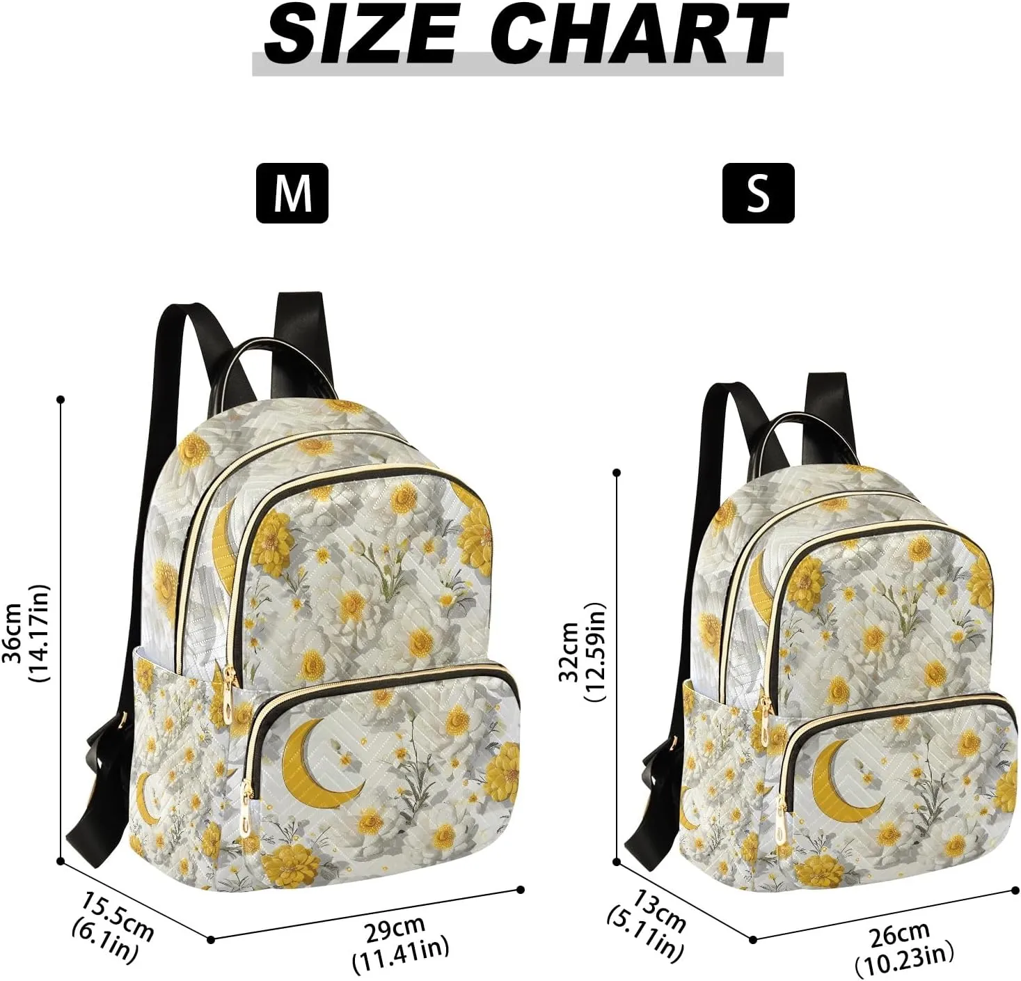 3d Pattern Floral Crescent White Campus Backpack Purse Bookbag Quilted Backpack for Women 13" Laptop Backpack Stylish Printed Rucksack with Multiple Pockets Lightweight Travel