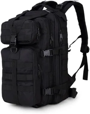 3P Tactical Backpack Outdoor Backpack Camo Pack Medium Lightweight, 36-55L, Black