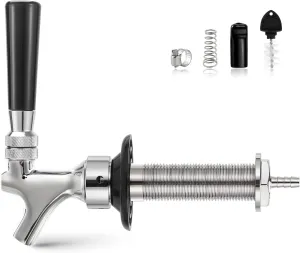 4-1/8 Inch Shank Beer Faucet Shank Kit Leak-Free Stainless Steel Core Draft Beer Faucet for Homebrew - 1/4 Barb Homebrew Beer Tap Faucet