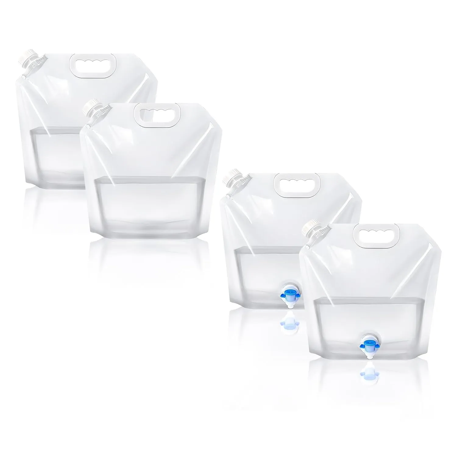 4 Pack Collapsible Water Jug Container, Portable Water Bags with Spout, Folding Plastic Water Carrier Tank, No Leak Emergency Camping Water Storage for Travel Hiking (1.3 Gal)