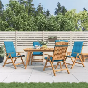 4-Piece Solid Teak Wood Reclining Patio Chairs with Cushions, Adjustable Backrest Outdoor Lounge Chairs Foldable Furniture for Poolside Beach Backyard Tanning