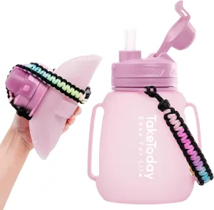 40 OZ Motivational Water Bottle with Straw and Paracord Handle 1.2L Silicone Sports Water Bottle with Time Marker(Purple)