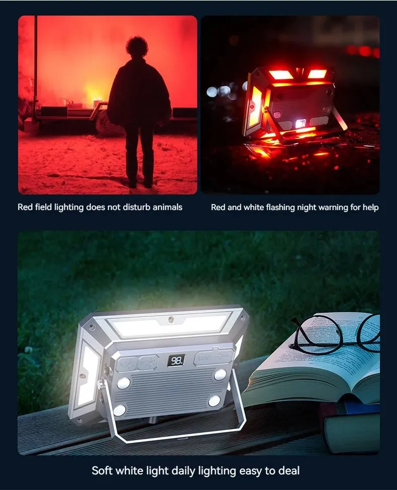 4000mAh LED Tent Light Rechargeable Camping Lantern with Magnet Portable Strong Light Emergency Lamp Outdoor Repair Lighting