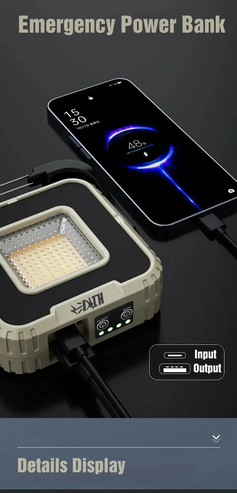 4000mAh LED Tent Light Rechargeable Camping Lantern with Magnet Portable Strong Light Emergency Lamp Outdoor Repair Lighting