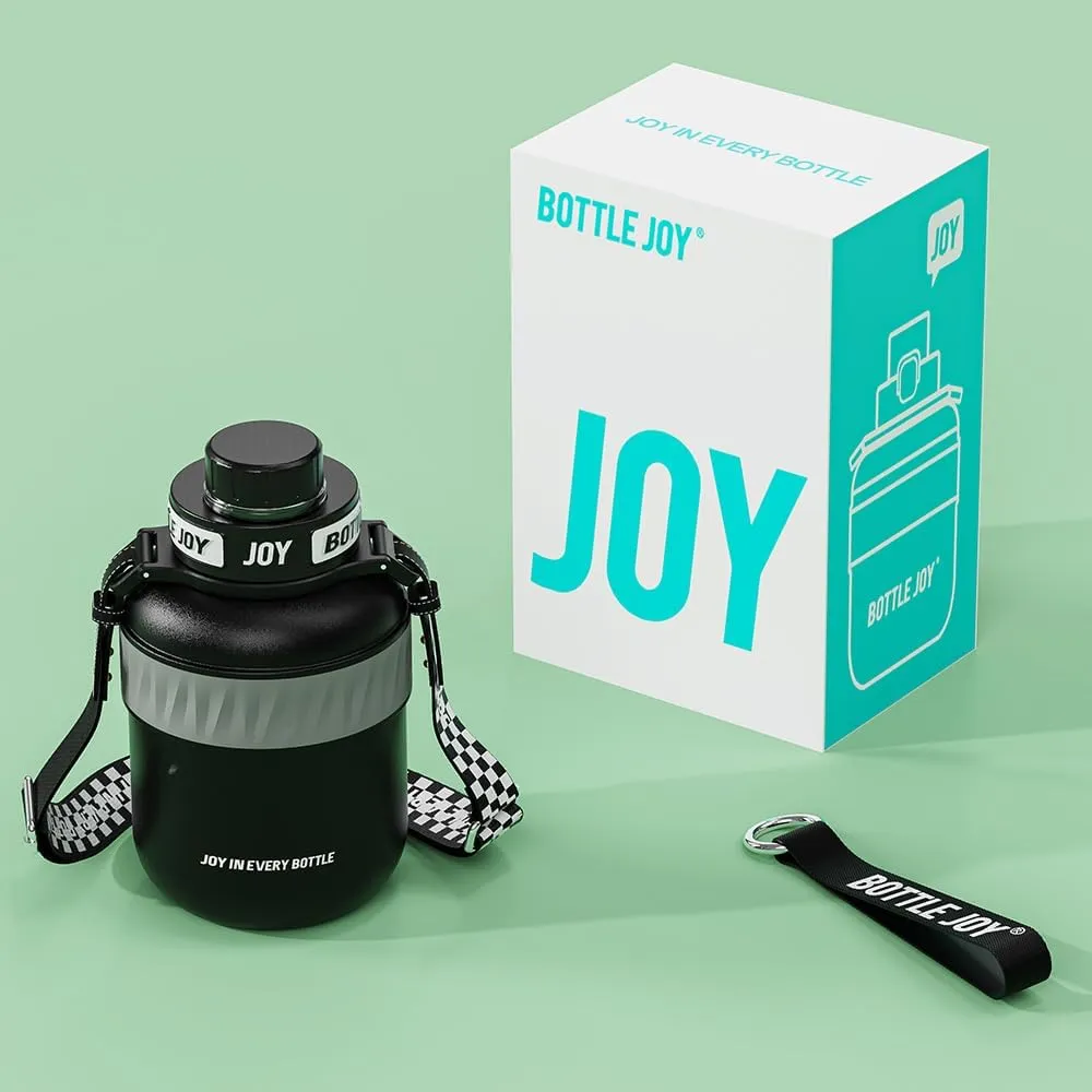 48 oz Stainless Steel Water Bottle with Strap, Double Vacuum Insulated Water Bottle Eco-Friendly and Dishwasher Safe Leakproof Closeable Lid for Cold Drinks Sports Travel School Car
