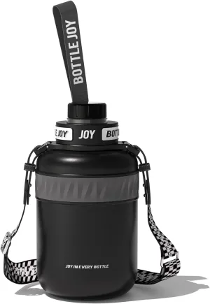 48 oz Stainless Steel Water Bottle with Strap, Double Vacuum Insulated Water Bottle Eco-Friendly and Dishwasher Safe Leakproof Closeable Lid for Cold Drinks Sports Travel School Car