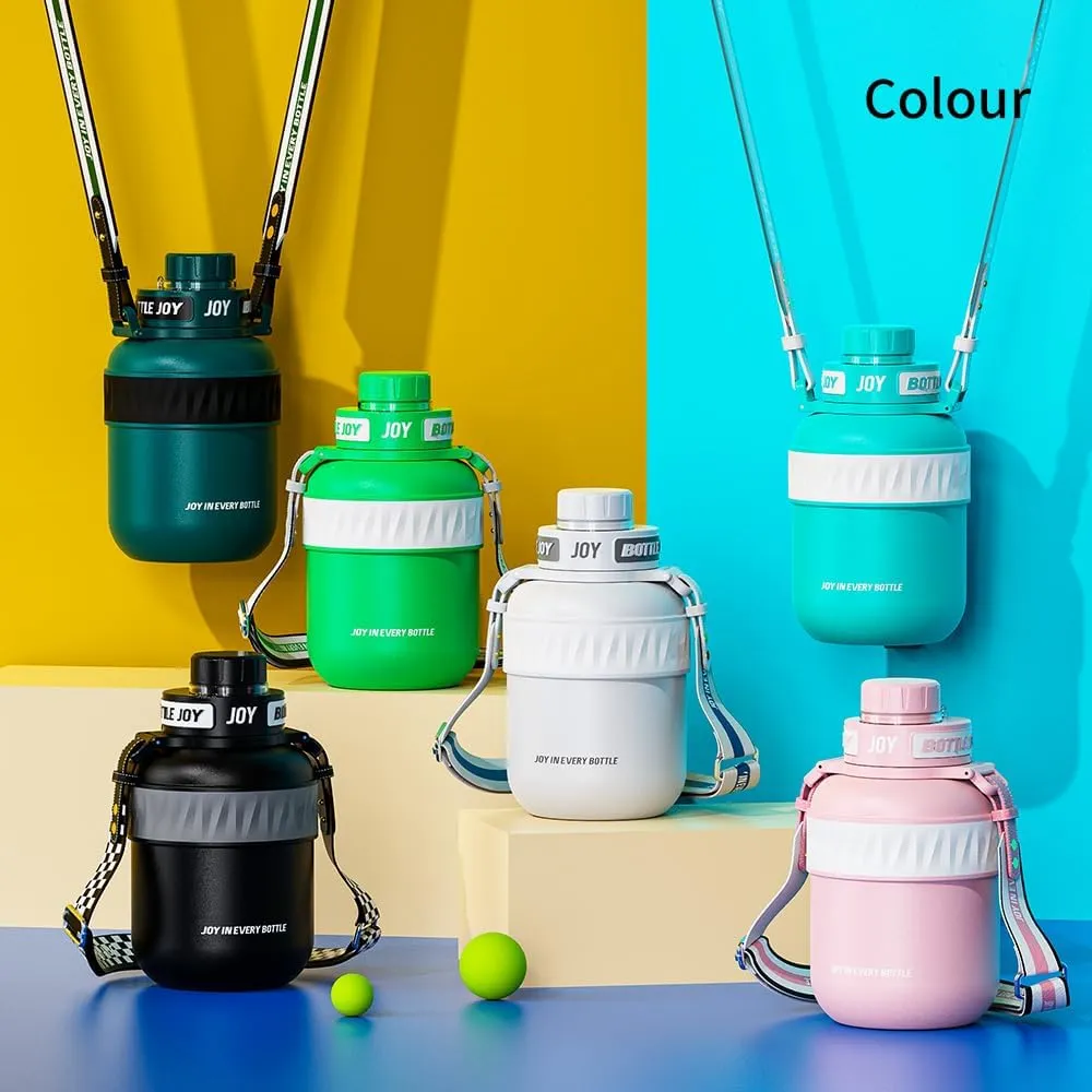 48 oz Stainless Steel Water Bottle with Strap, Double Vacuum Insulated Water Bottle Eco-Friendly and Dishwasher Safe Leakproof Closeable Lid for Cold Drinks Sports Travel School Car