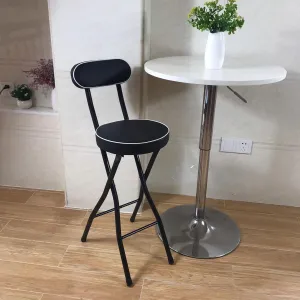 4PCS Cushioned Padded Folding Stool with Backrest, Freestanding Bar Stools with Cushion Portable Folding Stool with Safety Latch Modern Foldable High Chairs Black for Bar Outdoor