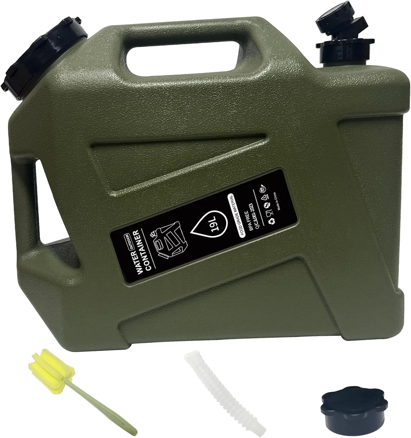 5 Gallon Camping Water Container with Spigot, Portable Water Jug BPA Free Water Tank, Military Green Emergency Water Storage Can for Outdoor Hiking Camping Picnic RV (19L)