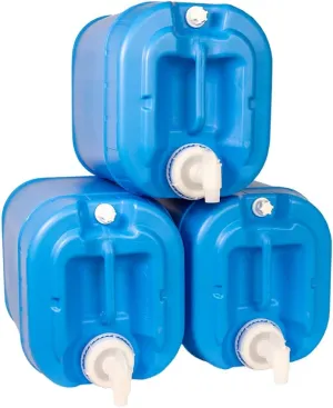 5 Gallon Stackable Water Containers (3-Pack) | 100% Food Grade, BPA-Free | Durable Indoor Outdoor Storage Large Water Jug | Camping Accessories, Survival Gear, Prepper Supplies
