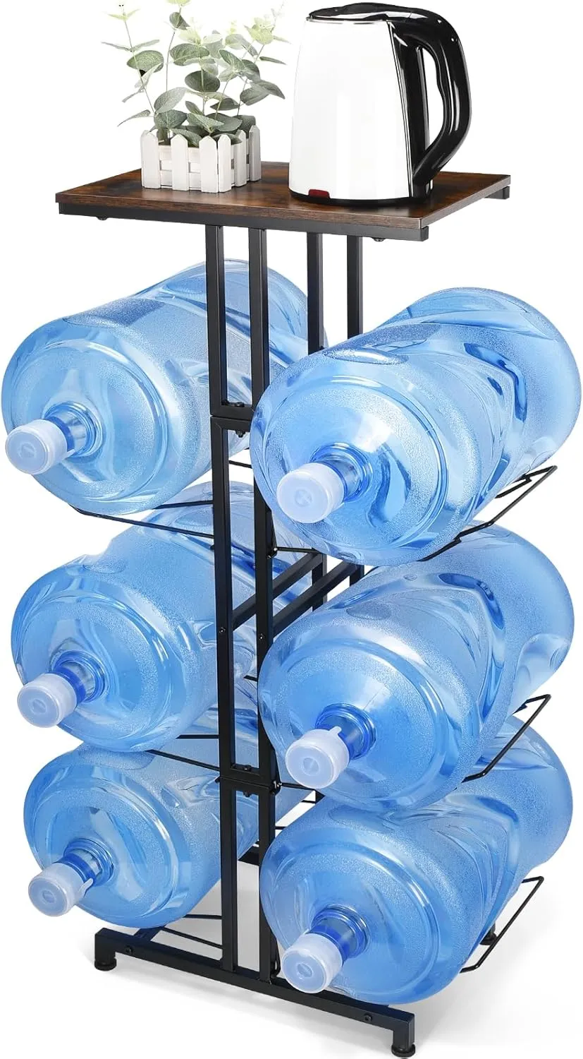 5 Gallon Water Jug Holder, Heavy Duty Water Jug Stand with Storage Shelves, 3-Tier Foldable 5 Gallon Water Bottle Holder Water Cooler Jug Rack for Kitchen Living Room Office Gym(Only Shelf)