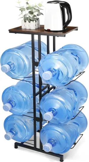 5 Gallon Water Jug Holder, Heavy Duty Water Jug Stand with Storage Shelves, 3-Tier Foldable 5 Gallon Water Bottle Holder Water Cooler Jug Rack for Kitchen Living Room Office Gym(Only Shelf)