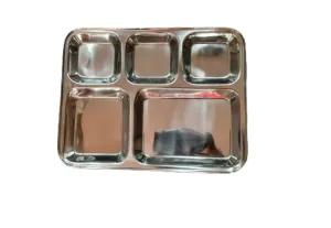 5 in 1 Compartment plate for Lunch/Dinner, 14", Stainless Steel