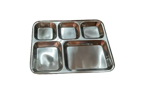 5 in 1 Compartment plate for Lunch/Dinner, 14", Stainless Steel