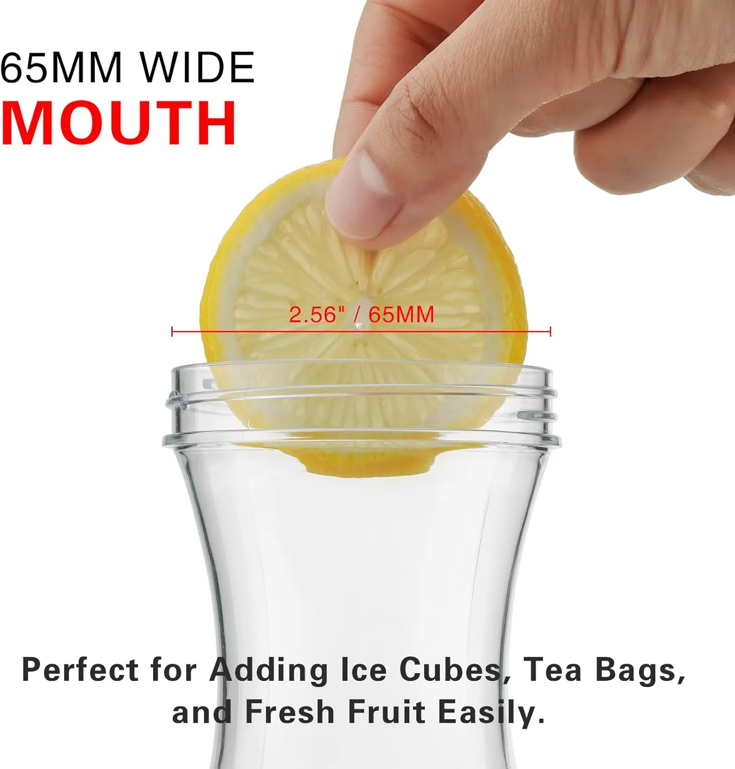 50 Oz Water Carafe with Lids, Square Plastic Pitcher for Mimosa Bar, Drinks, Milk, Iced Tea, Juice Container for Fridge, BPA-Free, NOT DISHWASHER SAFE (6 Pack)